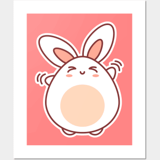 Happy Kawaii Rabbit Posters and Art